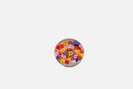 Boule sulfure en verre motif fleuris