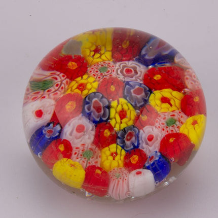 Boule sulfure en verre motif fleuris