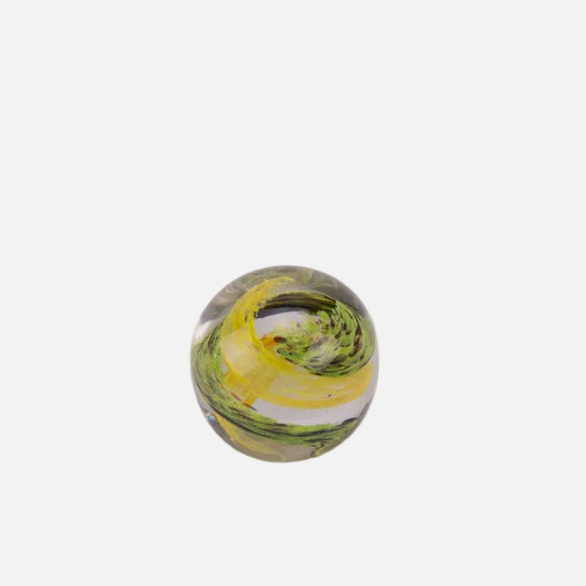 Boule sulfure en verre tourbillon jaune et vert