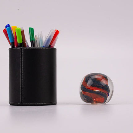 Boule sulfure en verre tourbillon orange et bleu