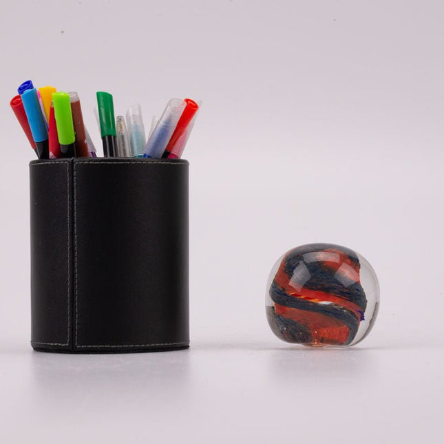 Boule sulfure en verre tourbillon orange et bleu