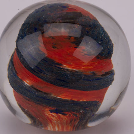 Boule sulfure en verre tourbillon orange et bleu