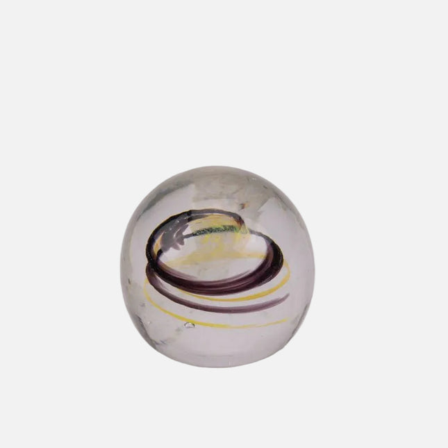 Boule sulfure en verre tourbillon brun et jaune