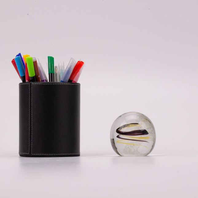 Boule sulfure en verre tourbillon brun et jaune