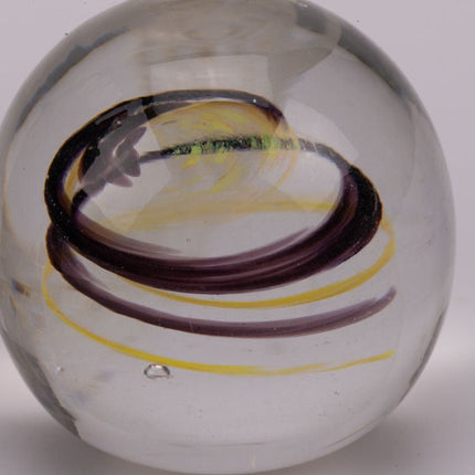 Boule sulfure en verre tourbillon brun et jaune