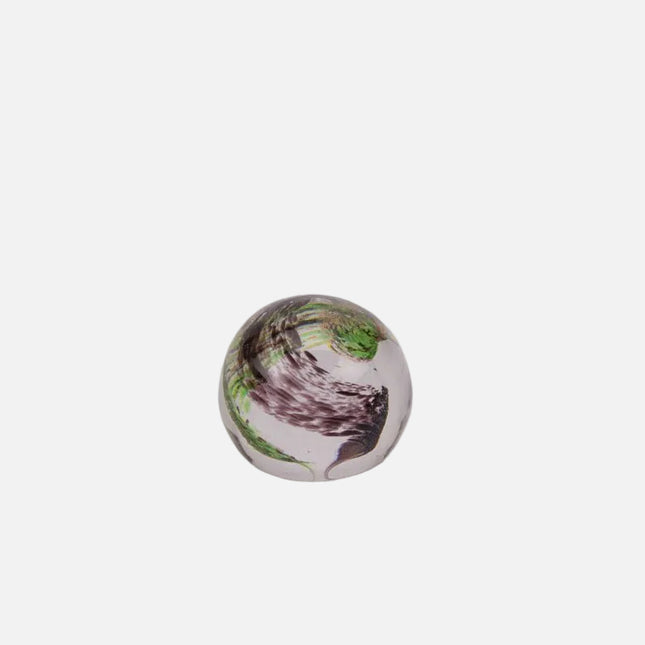 Boule sulfure en verre tourbillon violet et vert