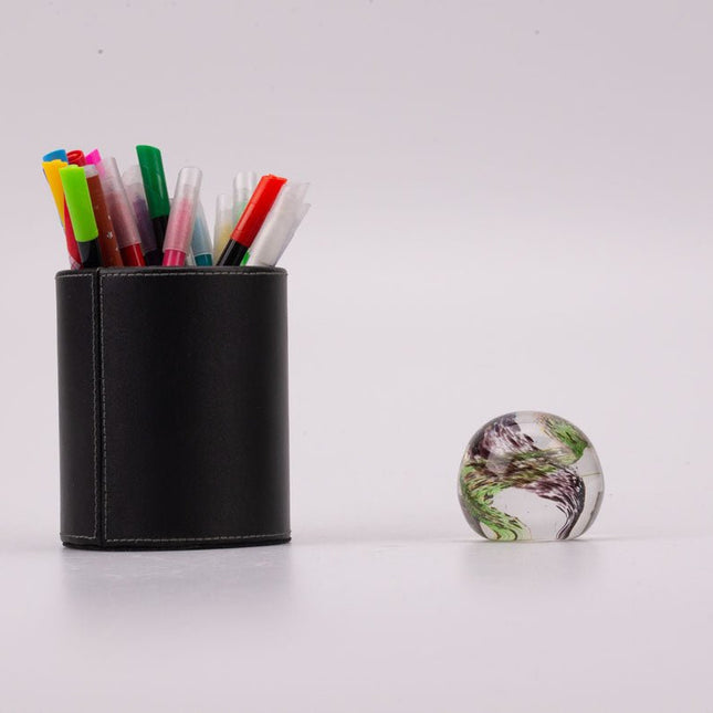 Boule sulfure en verre tourbillon violet et vert