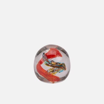 Boule sulfure en verre tourbillon orange