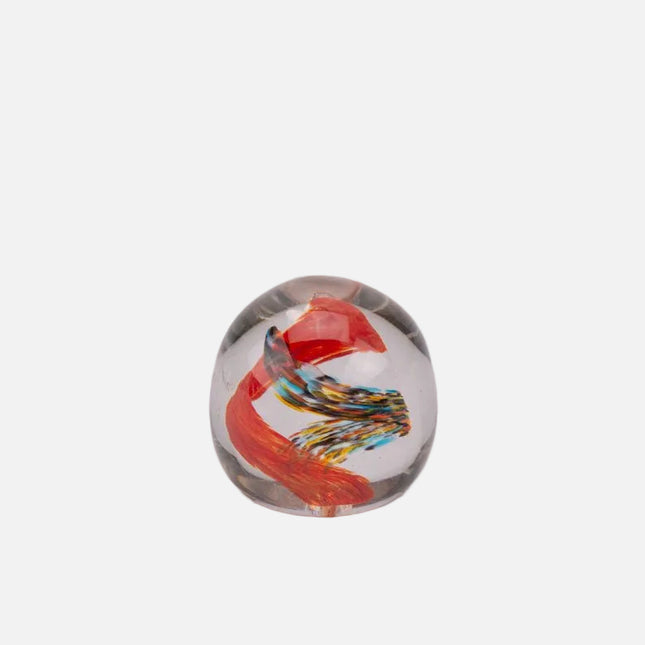Boule sulfure en verre tourbillon orange