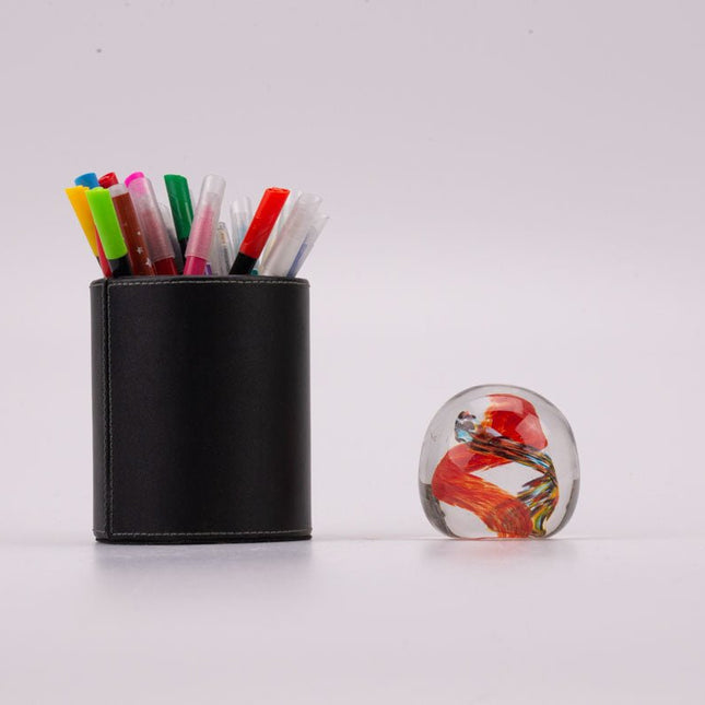 Boule sulfure en verre tourbillon orange
