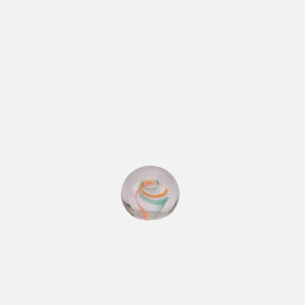 Boule sulfure en verre tourbillon orange et vert