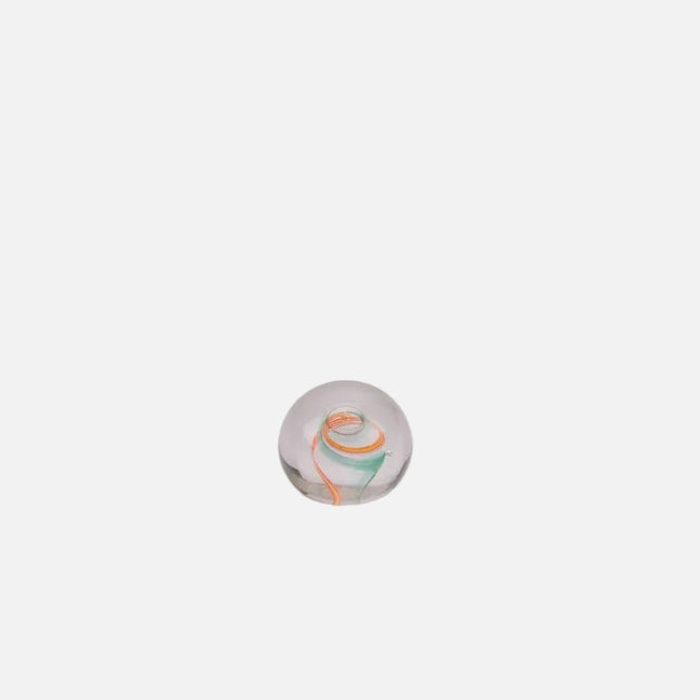 Boule sulfure en verre tourbillon orange et vert