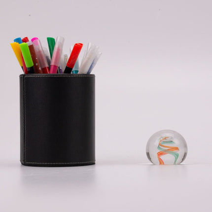 Boule sulfure en verre tourbillon orange et vert