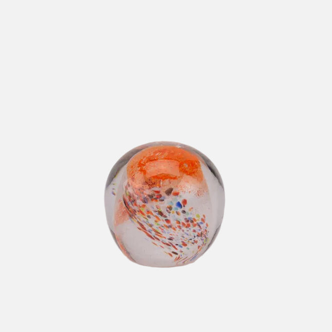 Boule sulfure en verre tourbillon orange et multicolore