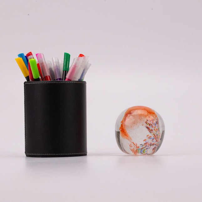 Boule sulfure en verre tourbillon orange et multicolore