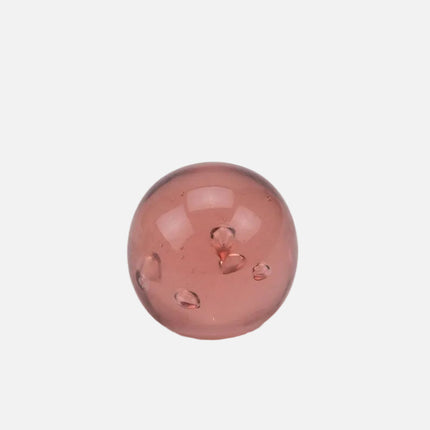 Boule sulfure en verre rose à bulles