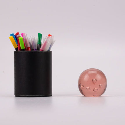 Boule sulfure en verre rose à bulles