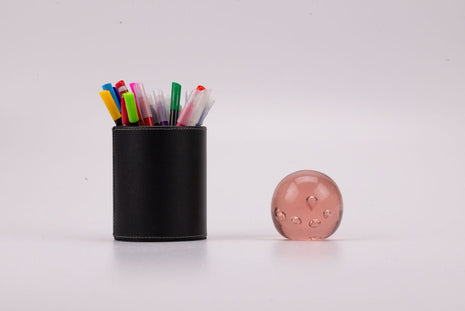 Boule sulfure en verre rose à bulles