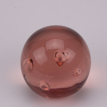 Boule sulfure en verre rose à bulles