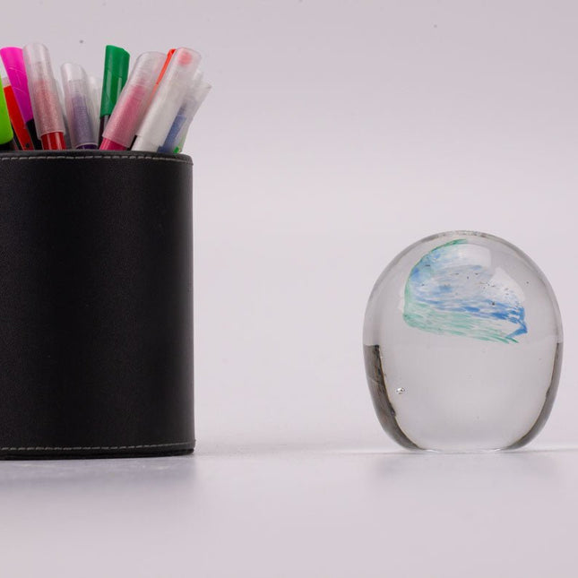 Boule sulfure en verre transparent Tourbillon bleu vert 
