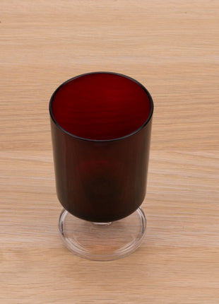 5 verres vintage couleur rubis sur pied