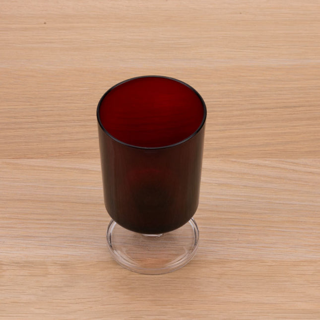 5 verres vintage couleur rubis sur pied