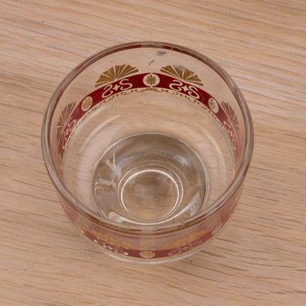 6 kleine gouden en rode glazen