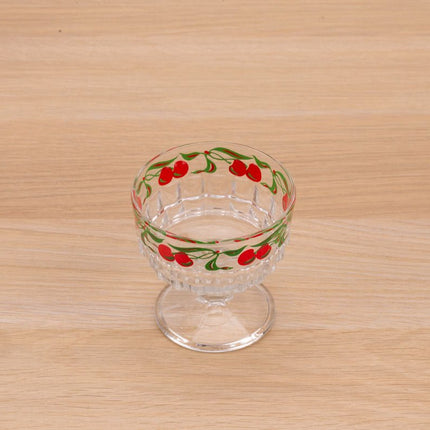 6 coupes en verre transparent motif cerise