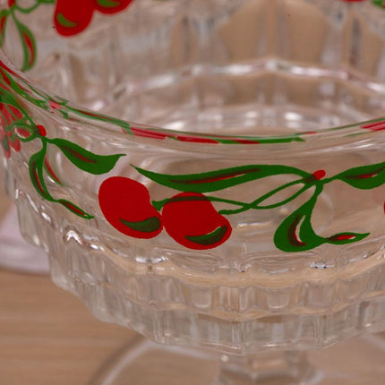 6 coupes en verre transparent motif cerise