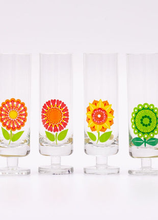6 flûtes flower power multicolores