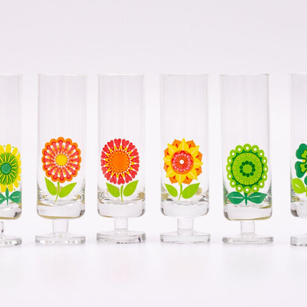 6 flûtes flower power multicolores