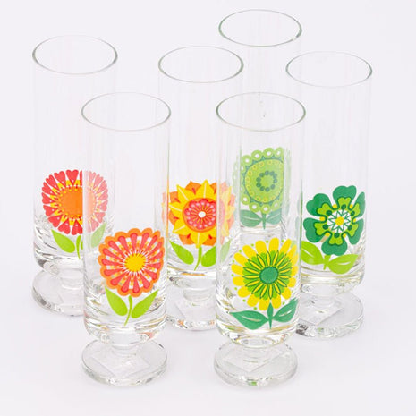 6 flûtes flower power multicolores