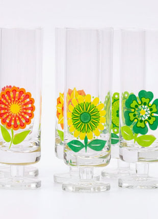 6 flûtes flower power multicolores