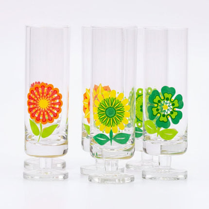 6 flûtes flower power multicolores