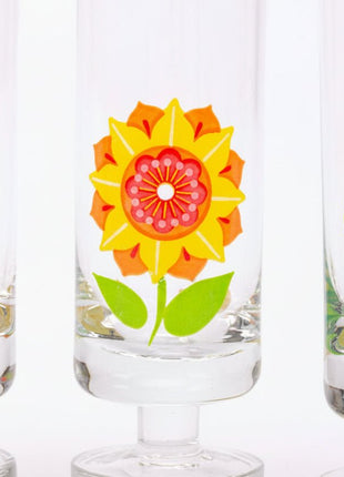 6 flûtes flower power multicolores