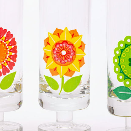 6 flûtes flower power multicolores