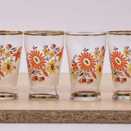 4 verres transparents Fleurs des champs