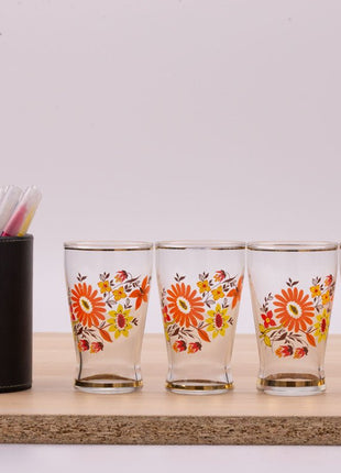 4 verres transparents Fleurs des champs