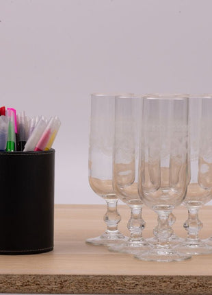 6 flûtes à champagne verre gravé