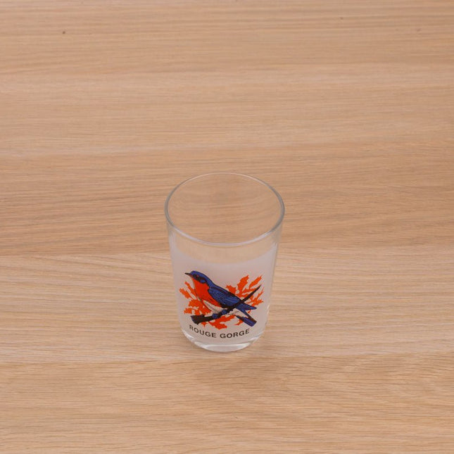 5 verres à eau avec un oiseau multicolore