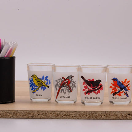 5 water glasses Birds of our gardens