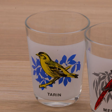 5 water glasses Birds of our gardens