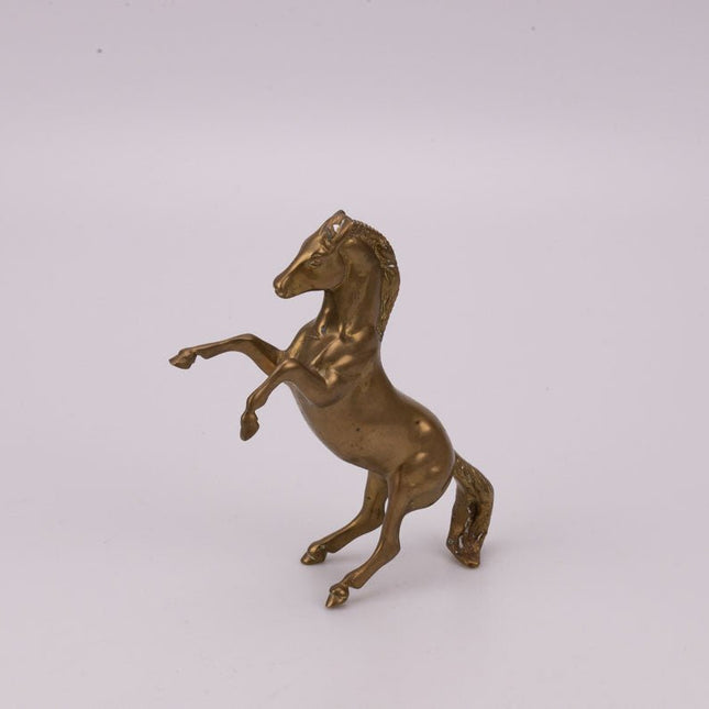 Figurine cheval cabré en laiton doré