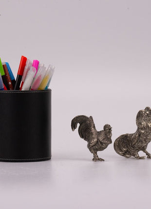 Duo coqs en métal argenté