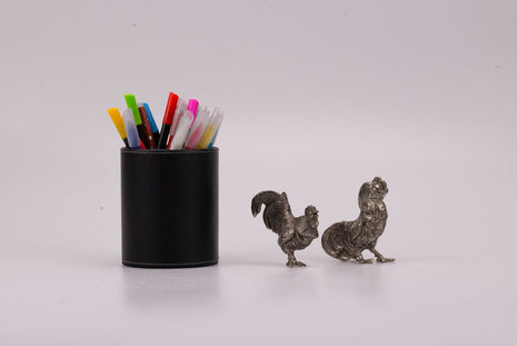 Duo coqs en métal argenté