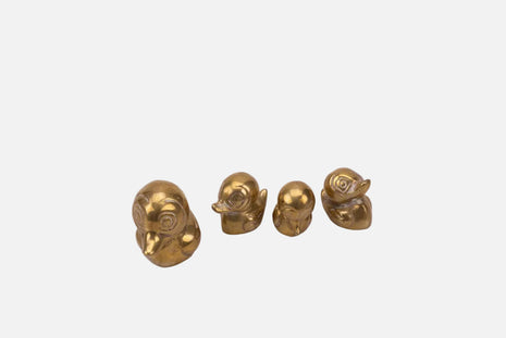 4 canards dorés en laiton (3 petits et 1 grand)