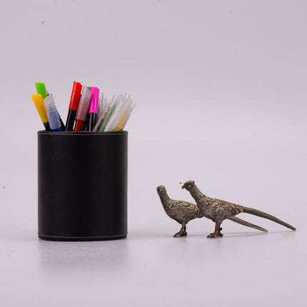 2 petits faisans de déco de table argentés