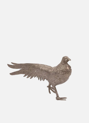 Faisan en métal argenté