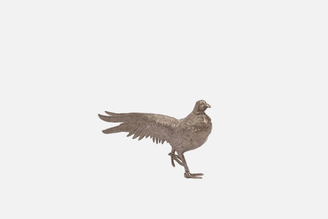 Faisan en métal argenté