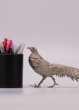 Faisan en métal argenté